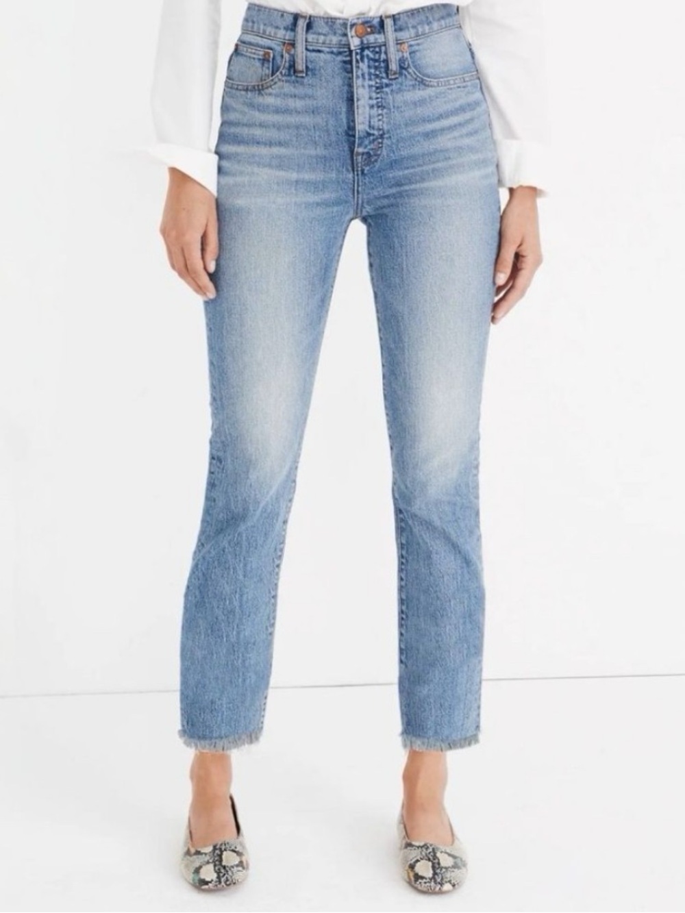 Madewell The Perfect Vintage Jean Sz 27 Light Blue High-Rise Raw Hem Retro